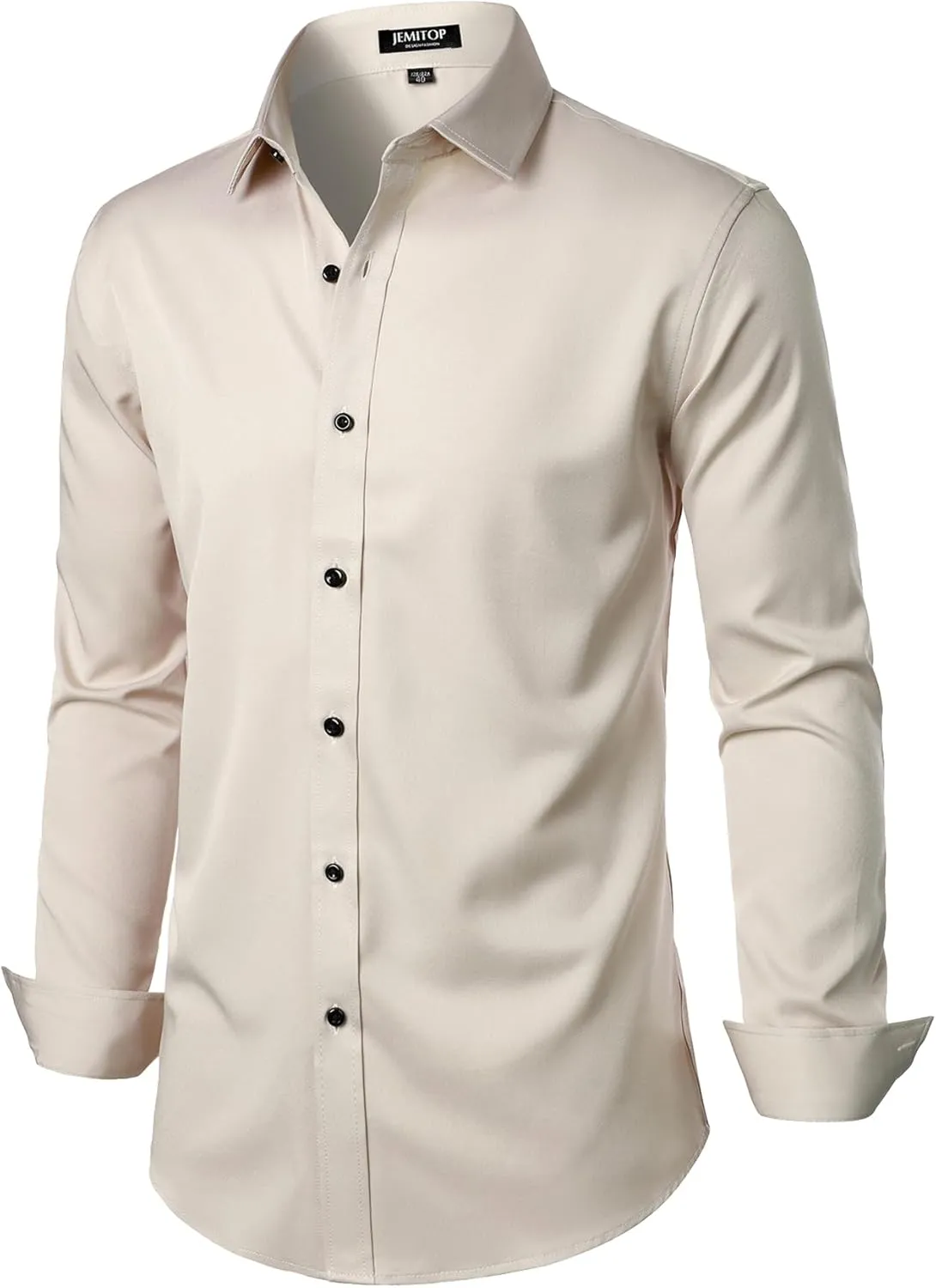 Men's Stretch Wrinkle Free Dress Shirts Formal Wedding Prom Long Sleeve Slim Fit Button Down Shirt