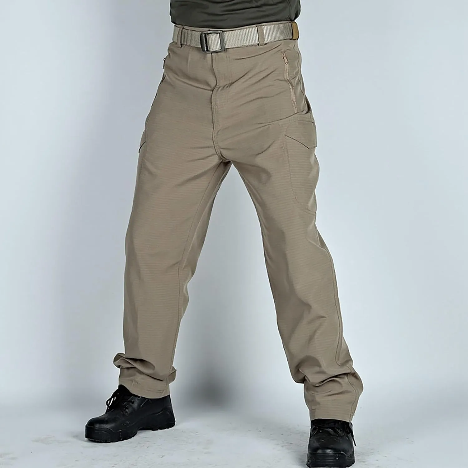 Men's Sweatpants Open Bottom Relaxed Fit Stretch Waist Work Pants Lightweight Straight Leg Casual Slacks Trousers with Pocket