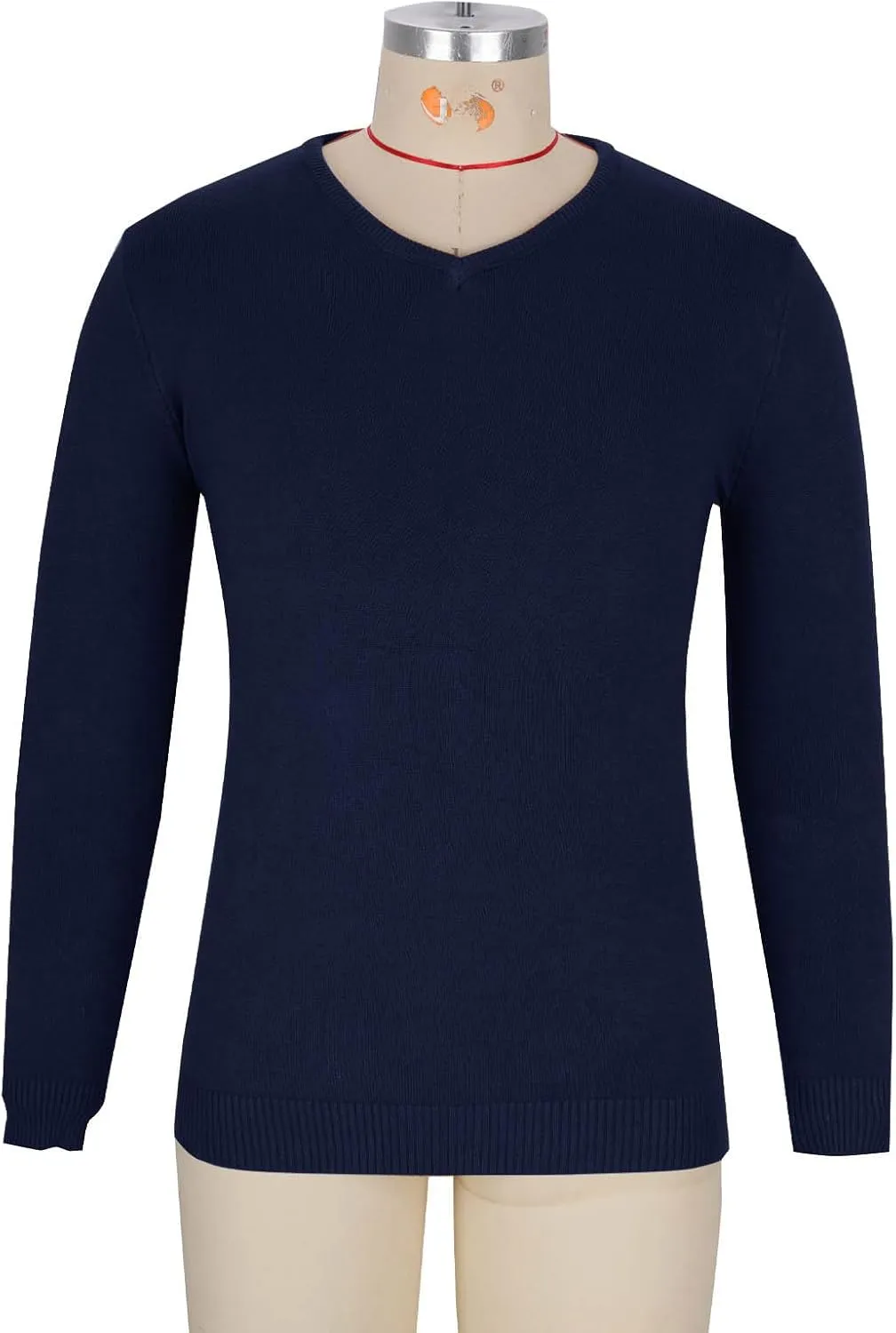 Mens V-neck Sweatshirts Casual Loose Solid Long Sleeve Base Pullover Top Classic Big and Tall Work Knit Sweater Shirt