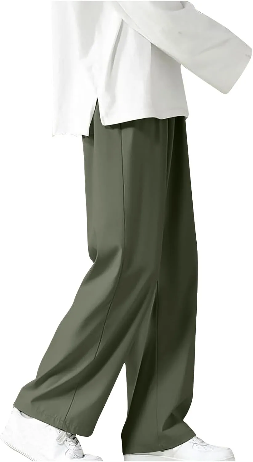 Men's Wide Leg Relaxed Pants Elastic Drawstring Casual Lounge Soft Straight Daily Street Minimalist Travel Essentials