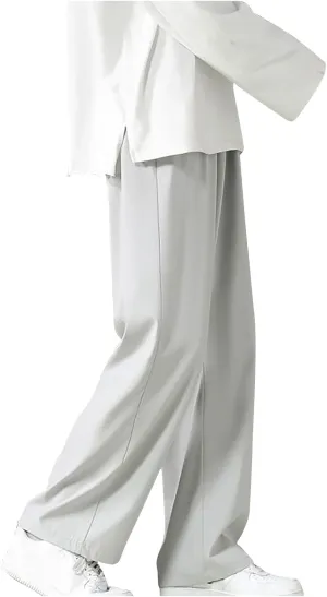 Men's Wide Leg Relaxed Pants Elastic Drawstring Casual Lounge Soft Straight Daily Street Minimalist Travel Essentials