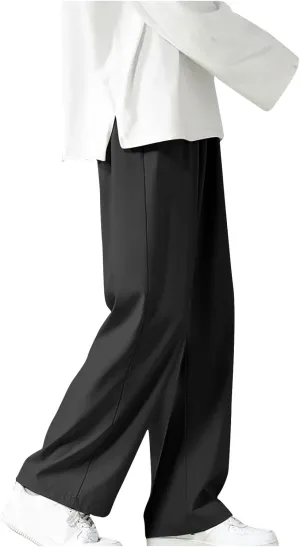 Men's Wide Leg Relaxed Pants Elastic Drawstring Casual Lounge Soft Straight Daily Street Minimalist Travel Essentials