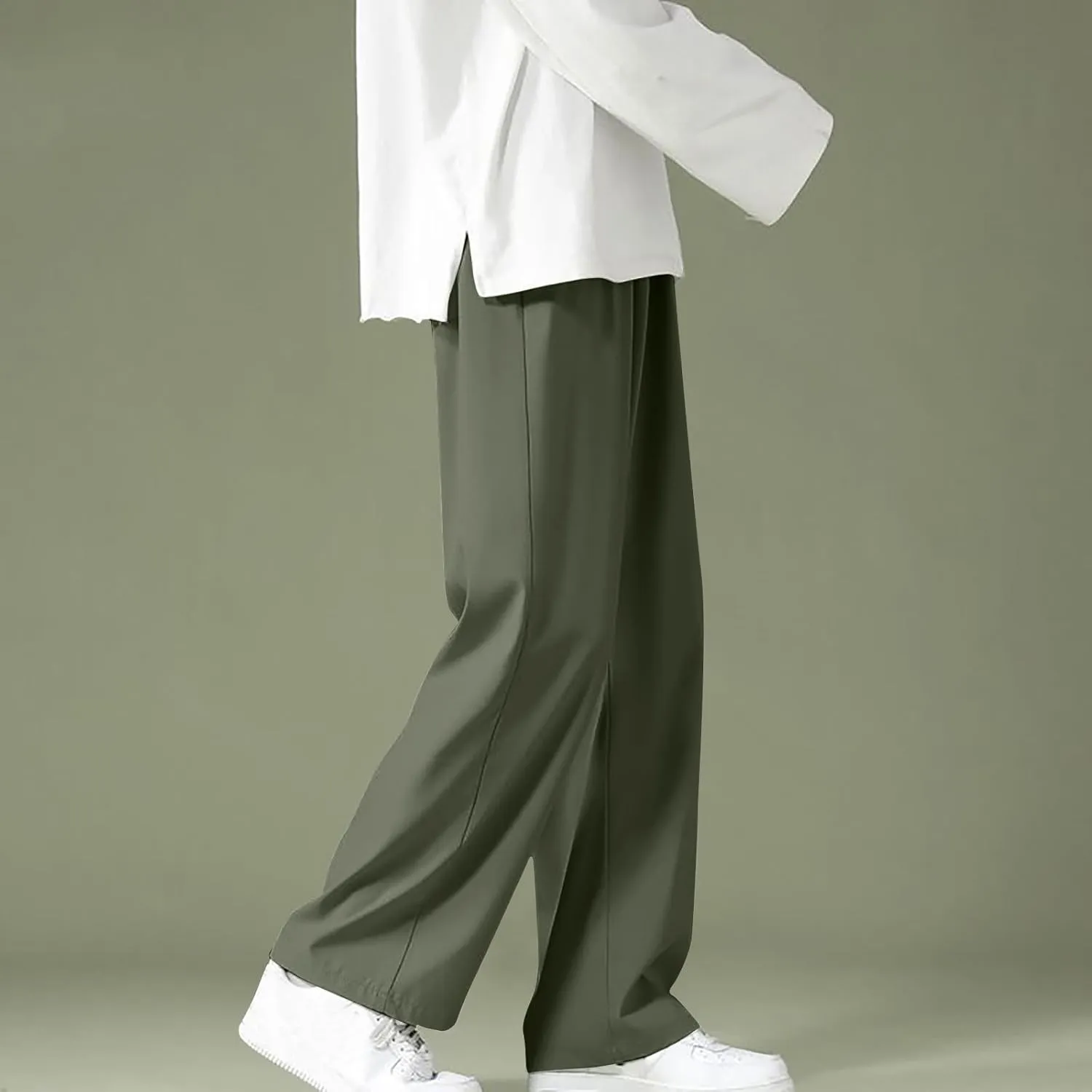 Men's Wide Leg Relaxed Pants Elastic Drawstring Casual Lounge Soft Straight Daily Street Minimalist Travel Essentials