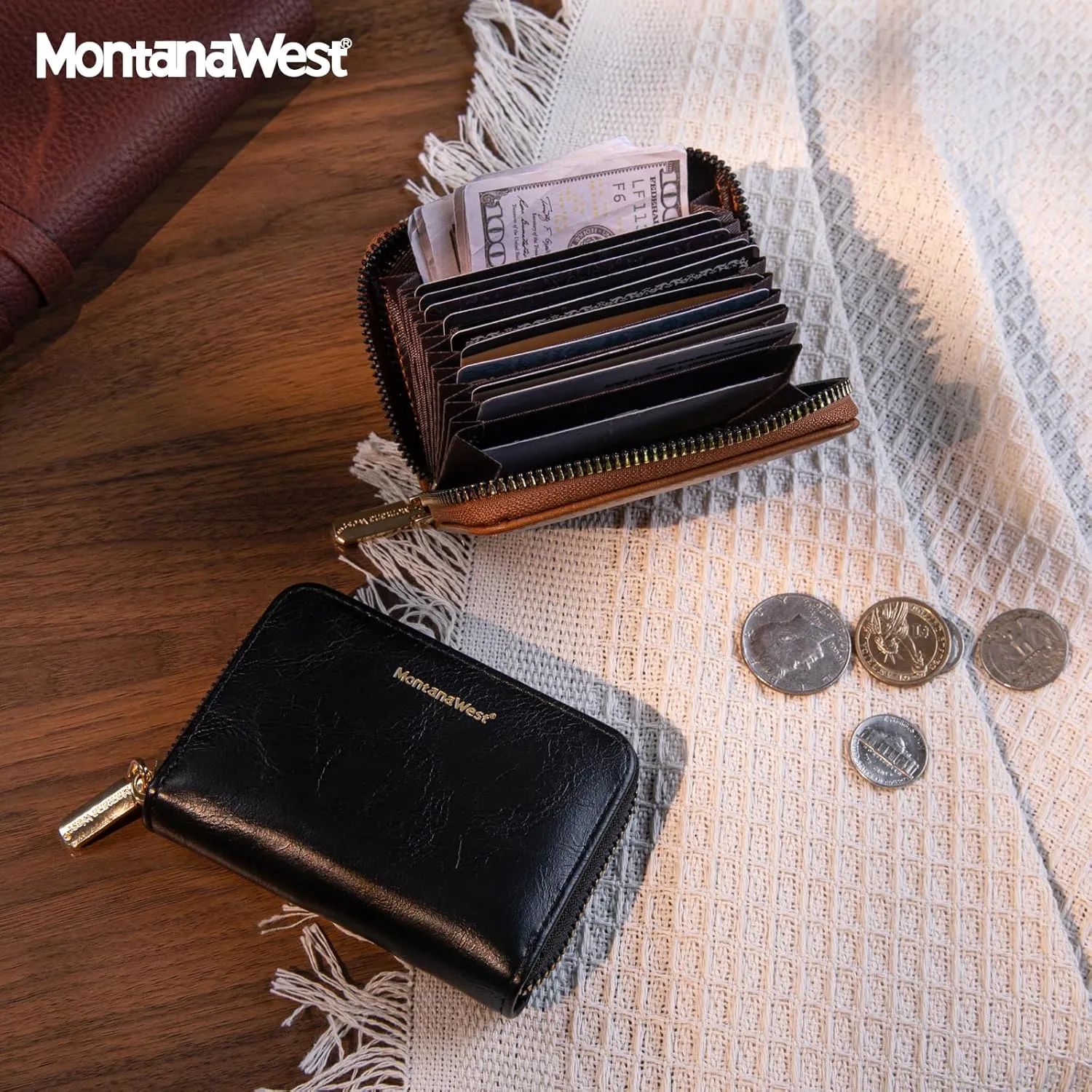 Montana West Rfid Card Holder For Women Compact Credit Card Case Small Card Wallet with Zipper For Female Ladies Lightweight & Easy to Carry