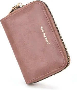 Montana West Rfid Card Holder For Women Compact Credit Card Case Small Card Wallet with Zipper For Female Ladies Lightweight & Easy to Carry