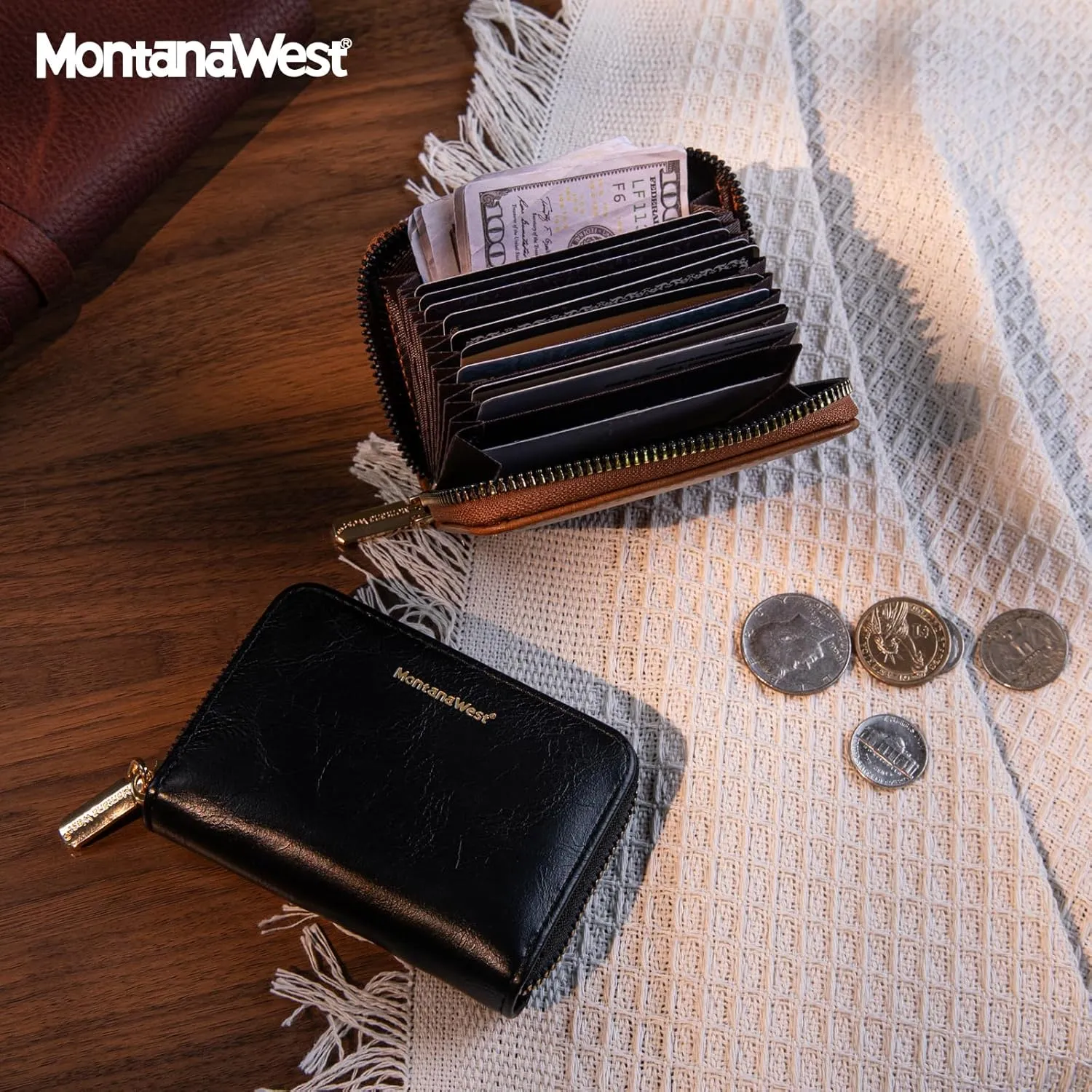 Montana West Rfid Card Holder For Women Compact Credit Card Case Small Card Wallet with Zipper For Female Ladies Lightweight & Easy to Carry