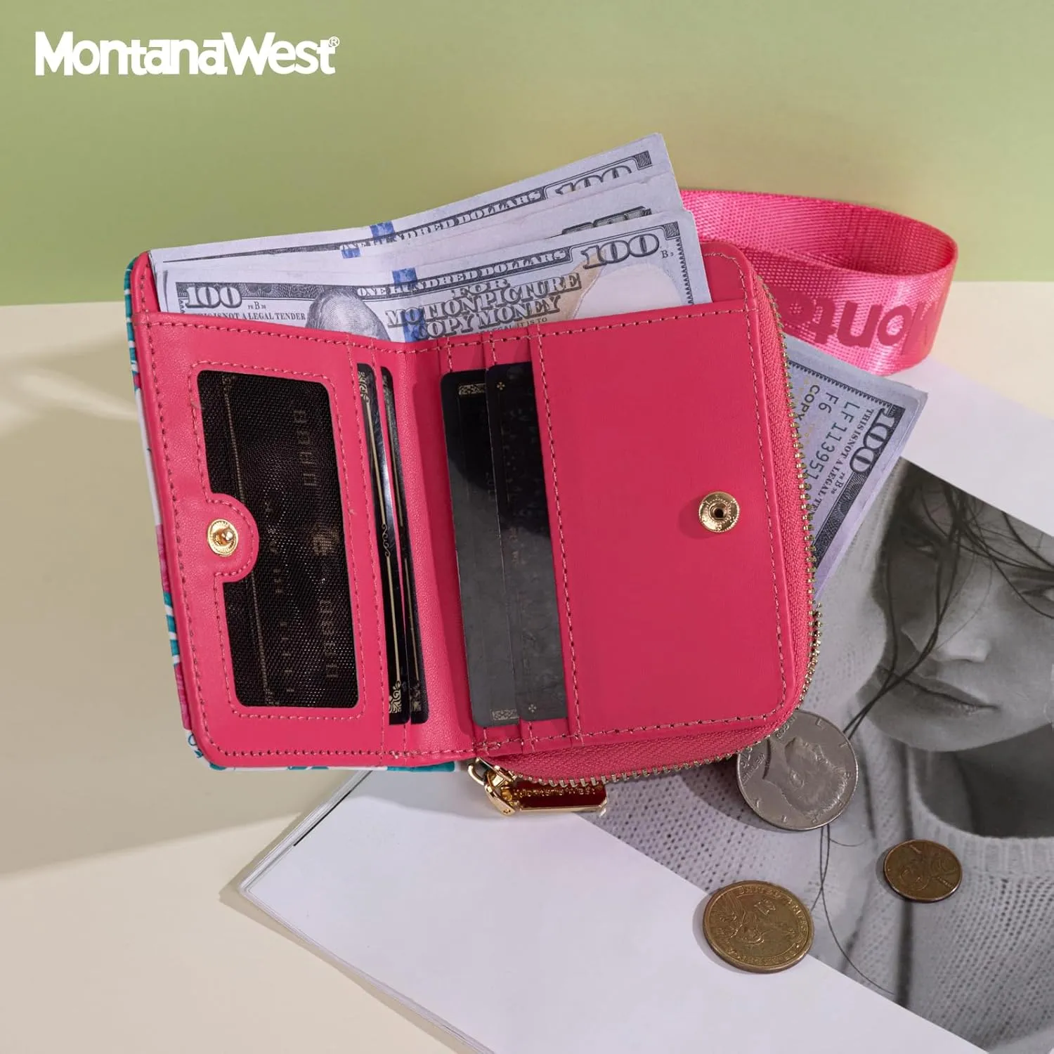 Montana West Small Floral Wallet for Women Female Ladies with a Detachable Wristlet Women's Wallet with Rfid Blocking Lining Minimalist Lightweight & Easy to Carry