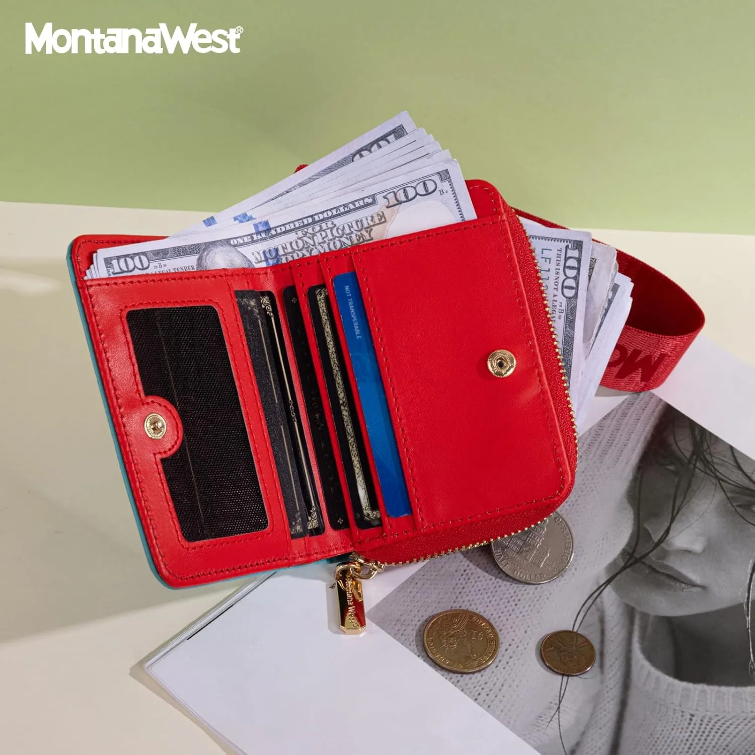 Montana West Small Frog Wallet for Women Female Ladies with a Detachable Wristlet Women's Wallet with Rfid Blocking Lining Minimalist Lightweight & Easy to Carry