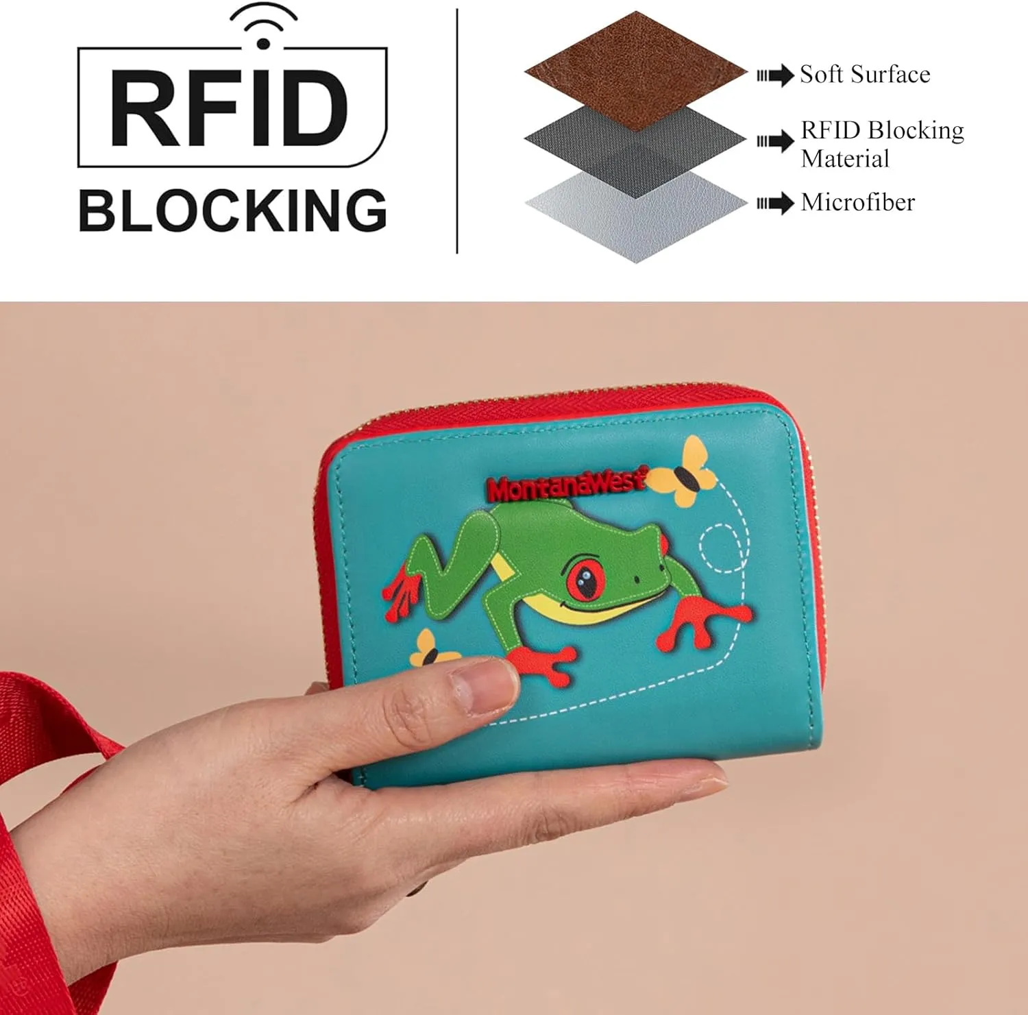 Montana West Small Frog Wallet for Women Female Ladies with a Detachable Wristlet Women's Wallet with Rfid Blocking Lining Minimalist Lightweight & Easy to Carry