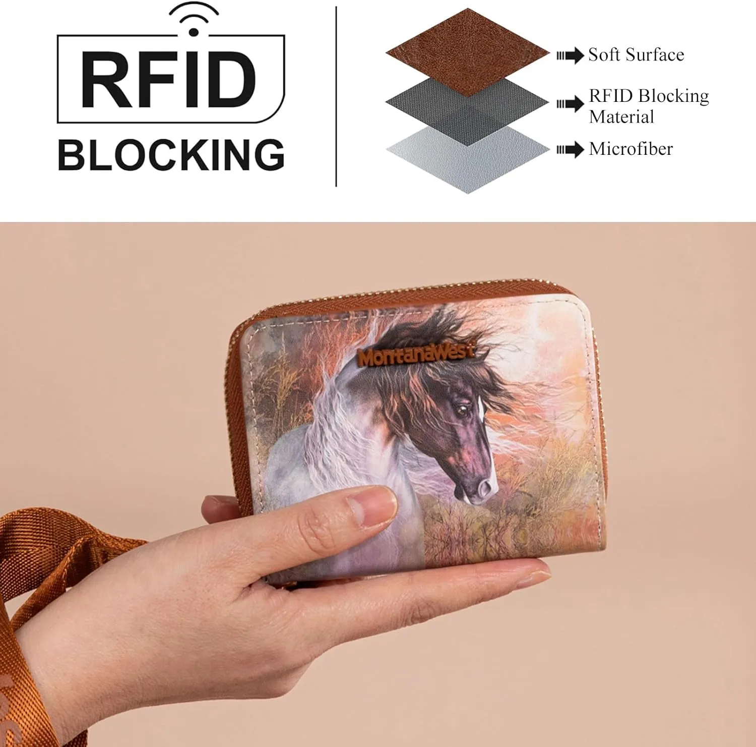 Montana West Small Horsehair Wallet for Women Female Ladies with a Detachable Wristlet Women's Wallet with Rfid Blocking Lining Minimalist Lightweight & Easy to Carry