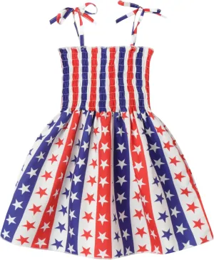 Mud Kingdom Fashion Smocked Little Girls Slip Sundress Cute Printing Cotton Summer