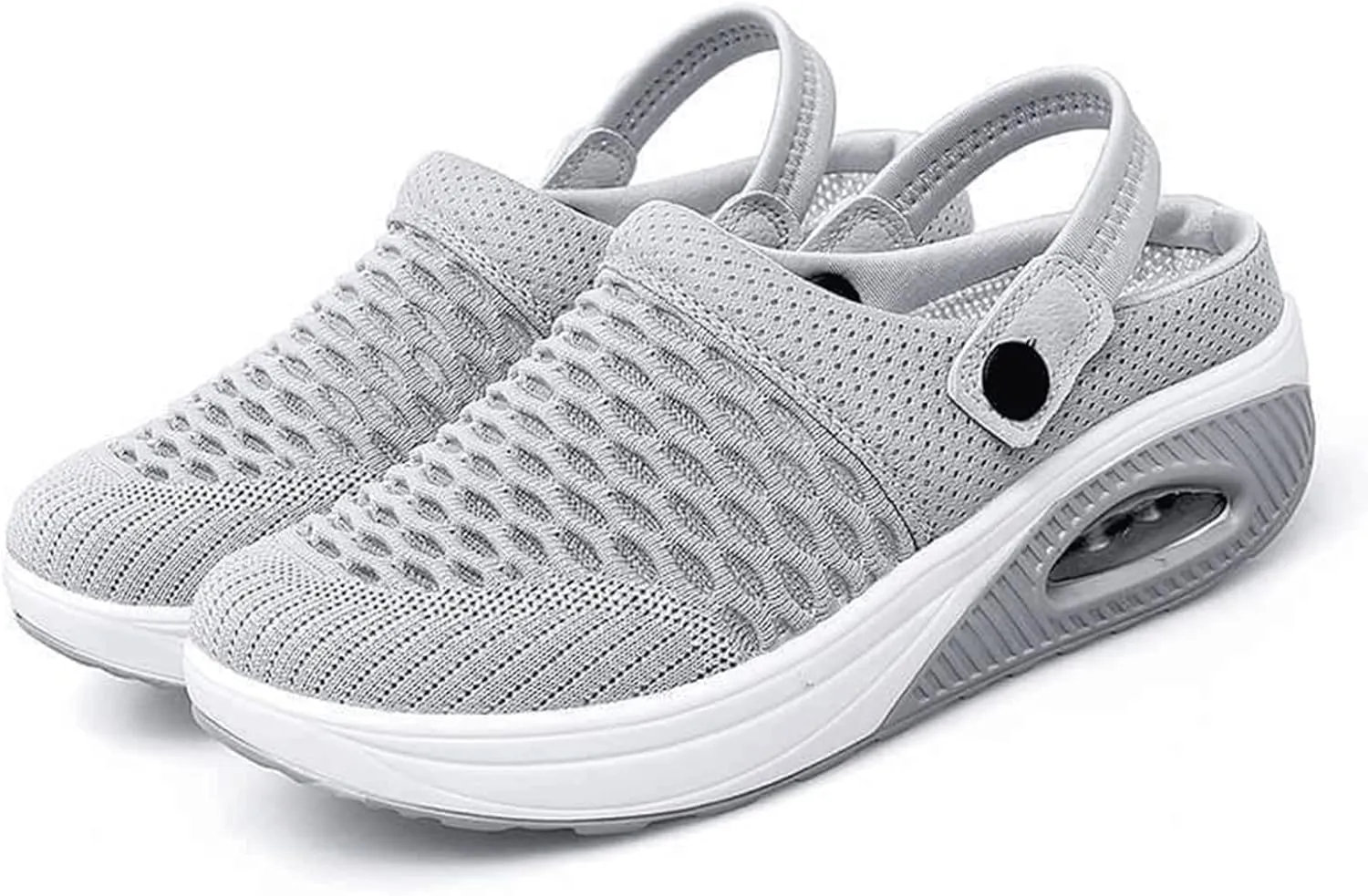 Mules Clogs for Women Orthopedic Air Cushion Wide Width Non-Slip Sneakers Adjustable Beach Shoes Outdoor Slippers Breathable Platform Mesh Sandals