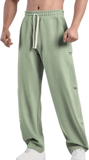 Muscularfit Mens Pants Casual Relaxed Fit Elastic Waist Drawstring Trousers Casual Solid Straight Sweatpants Outdoor Fashion