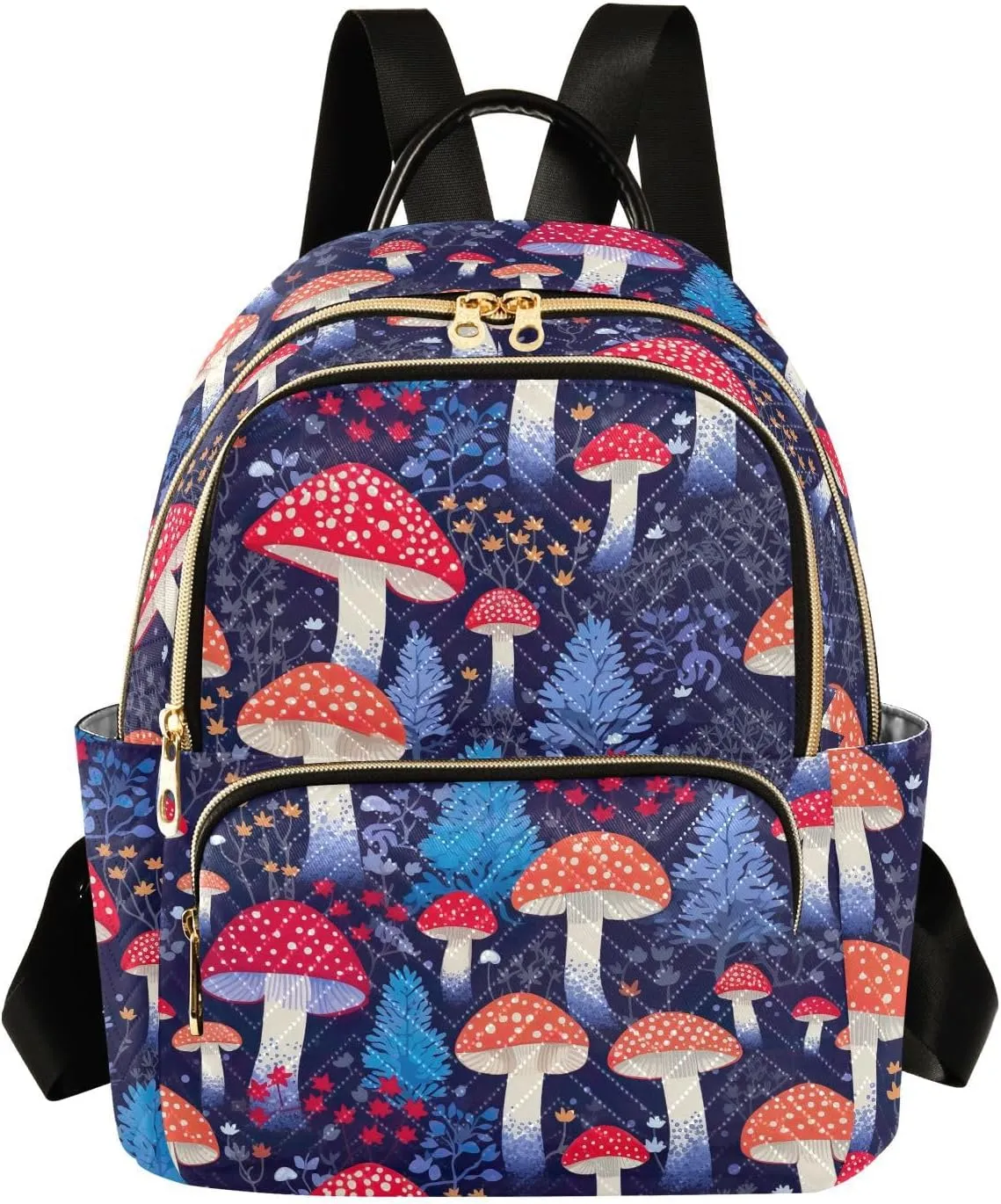 Mushrooms Mini Backpack Purse for Women Small Quilted Bookbag Travel Casual Daypack Ladies Shoulder Bags for Work M