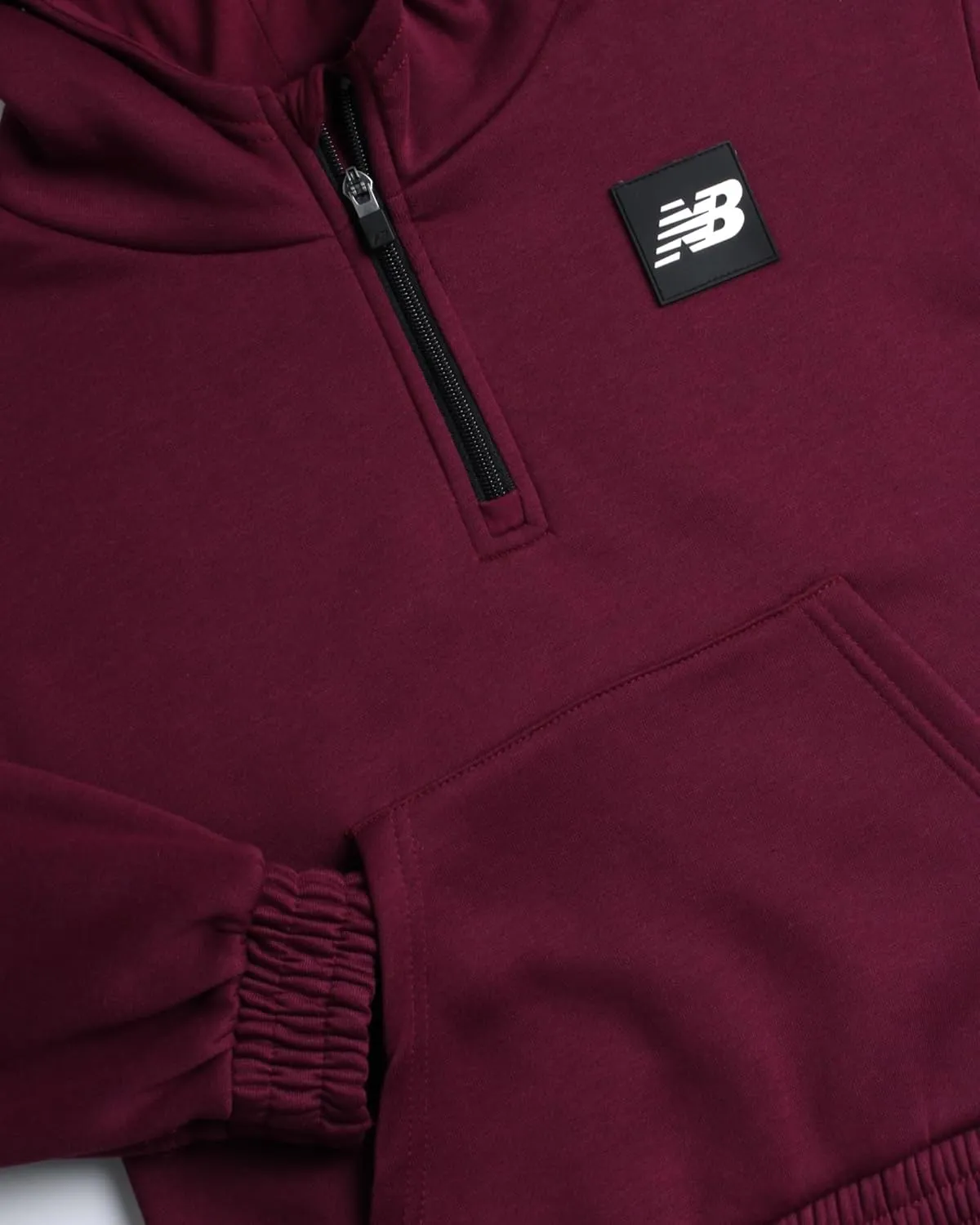 New Balance Girls' Fleece Quarter Zip Crop Hoodie Sweatshirt