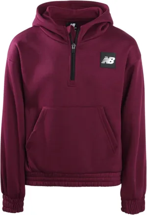 New Balance Girls' Fleece Quarter Zip Crop Hoodie Sweatshirt