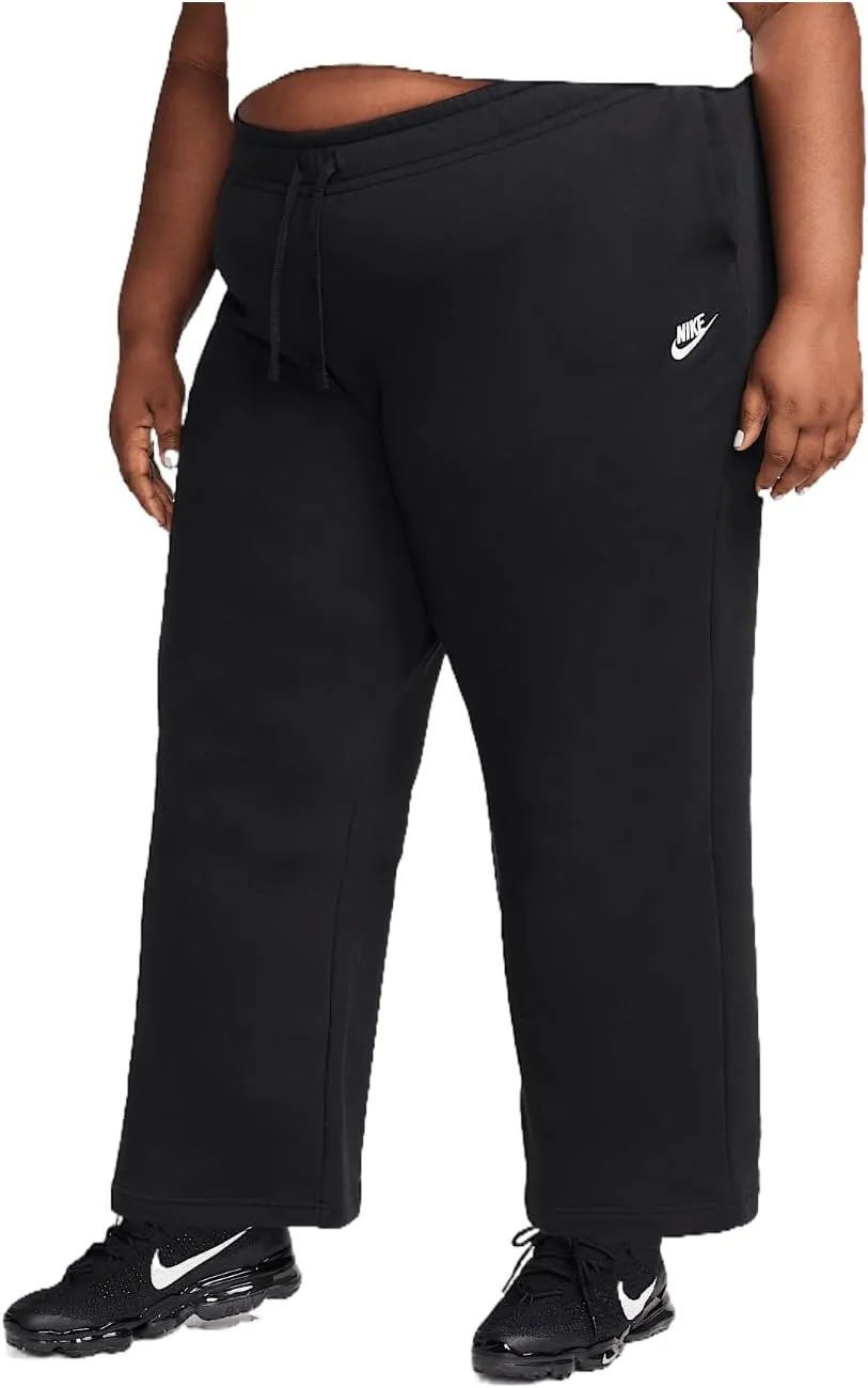 Nike Sportswear Club Fleece Women's Mid-Rise Wide-Leg Sweatpants (Plus Size) (FB7262-010, Black/White) Size 1X