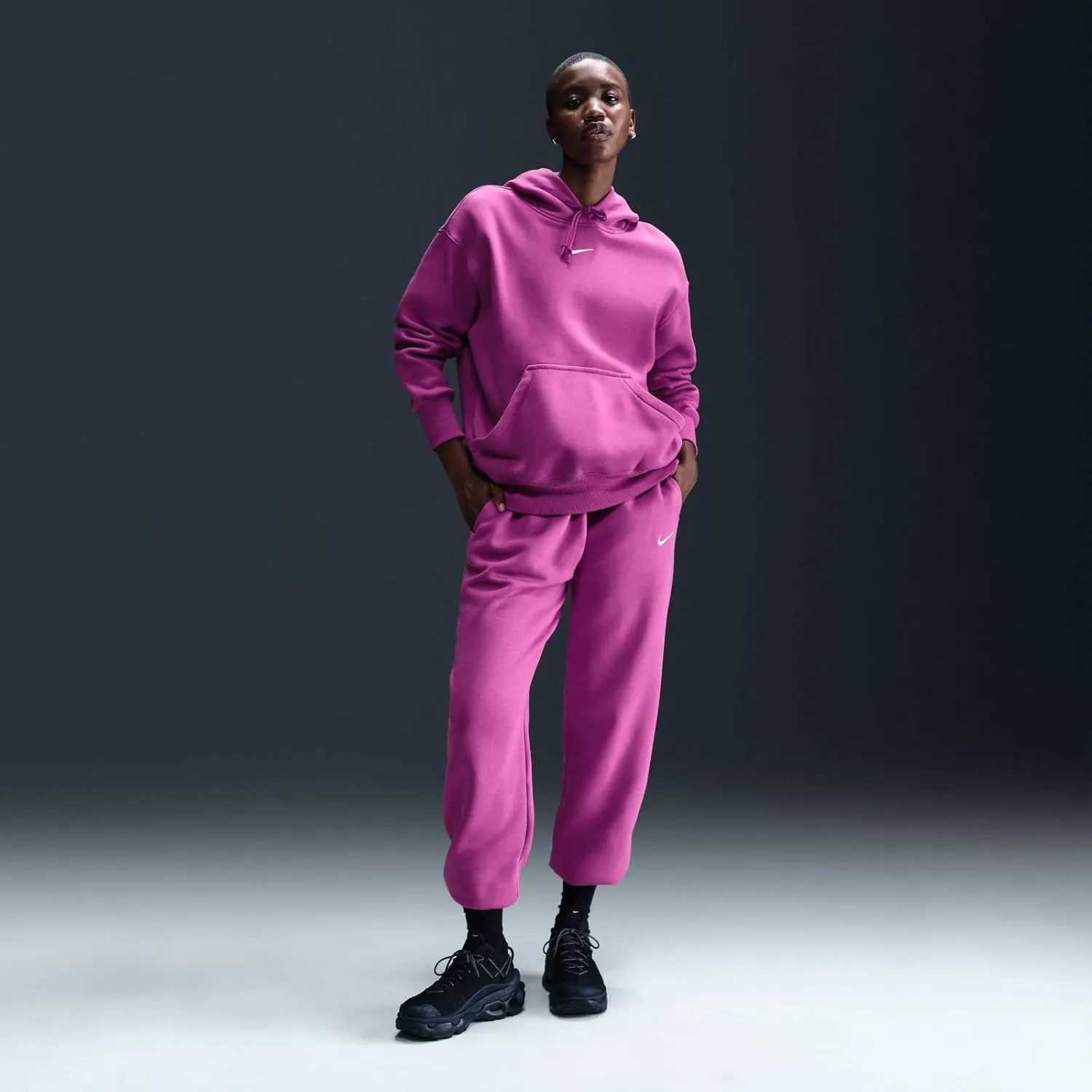 Nike Sportswear Phoenix Fleece Women's Oversized Pullover Hoodie (DQ5860-518, Hot Fuchsia/Sail)