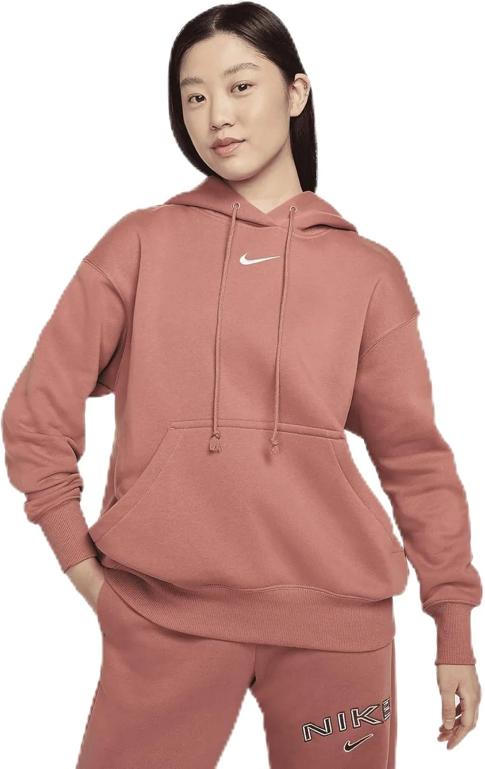 Nike Sportswear Phoenix Fleece Women's Oversized Pullover Hoodie (DQ5860-634, Canyon Pink/Sail) Size Medium