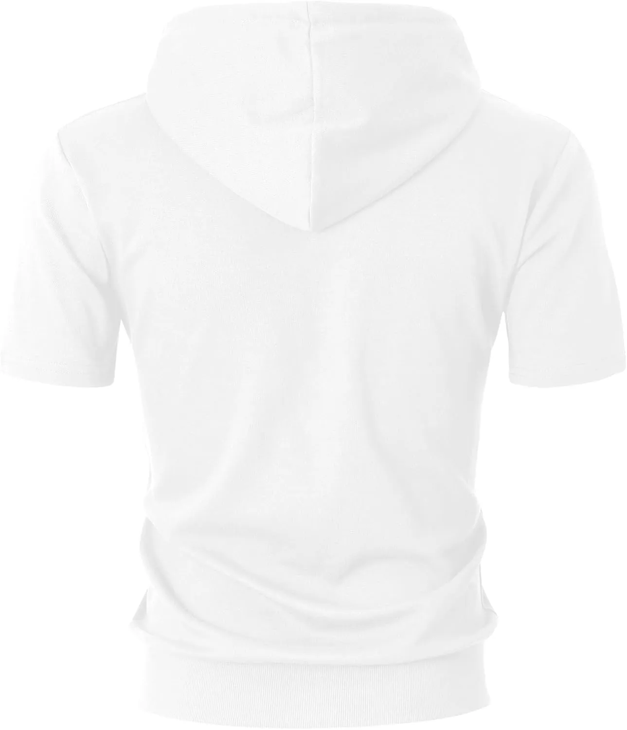 Ohoo Mens Slim Fit Zip up Hoodie Short Sleeve Thin Jacket Full Zip Sweatshirt with Kanga Pocket
