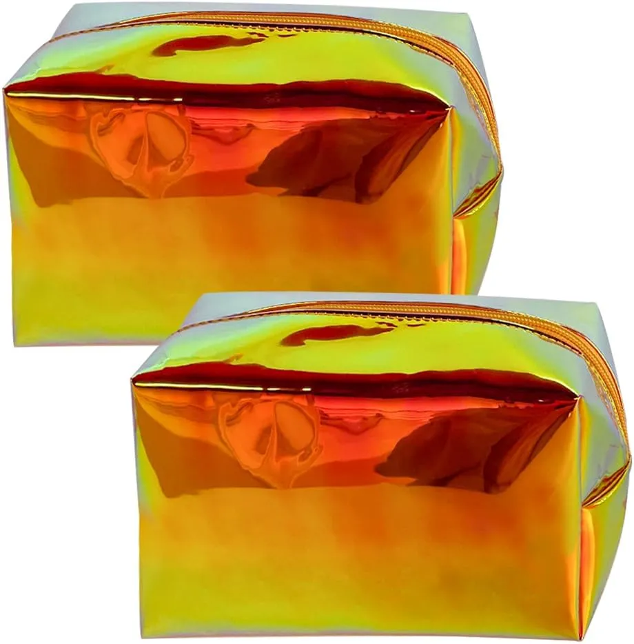 ONEART Holographic Iridescent Cosmetic Bag,Travel Toiletry Pouch,Colorful Beauty Case with Zipper for Women,Clear Makeup Bag for Travel Women Girls