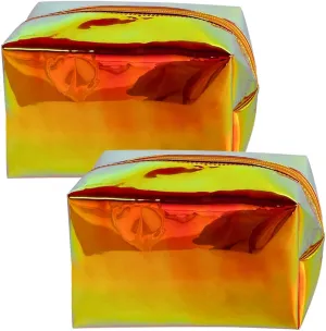 ONEART Holographic Iridescent Cosmetic Bag,Travel Toiletry Pouch,Colorful Beauty Case with Zipper for Women,Clear Makeup Bag for Travel Women Girls