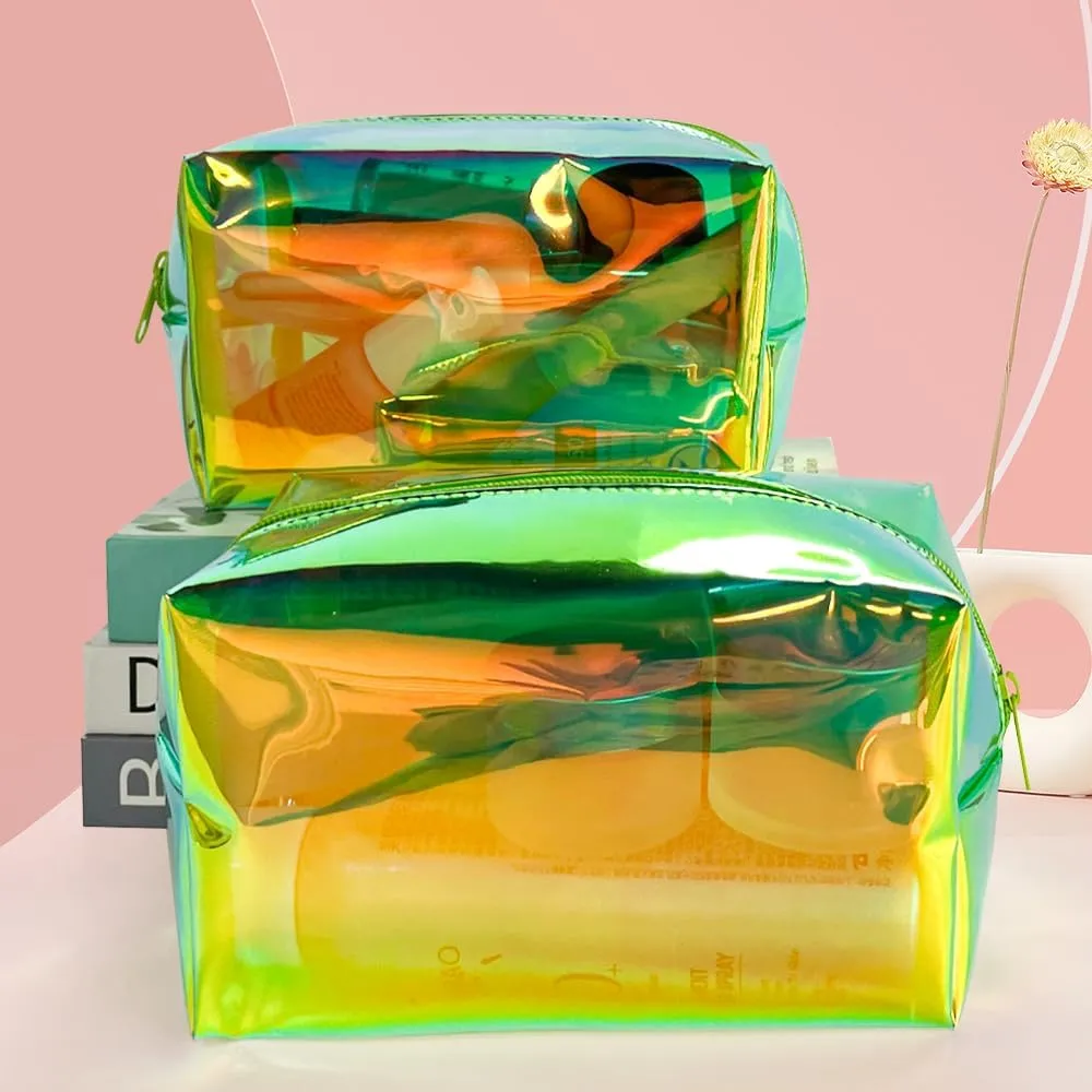 ONEART Holographic Makeup Bag, Iridescent Cosmetic Toiletry Bag,Wash Pouch for Women,Waterproof Portable Case Travel for Makeup Tools Organize