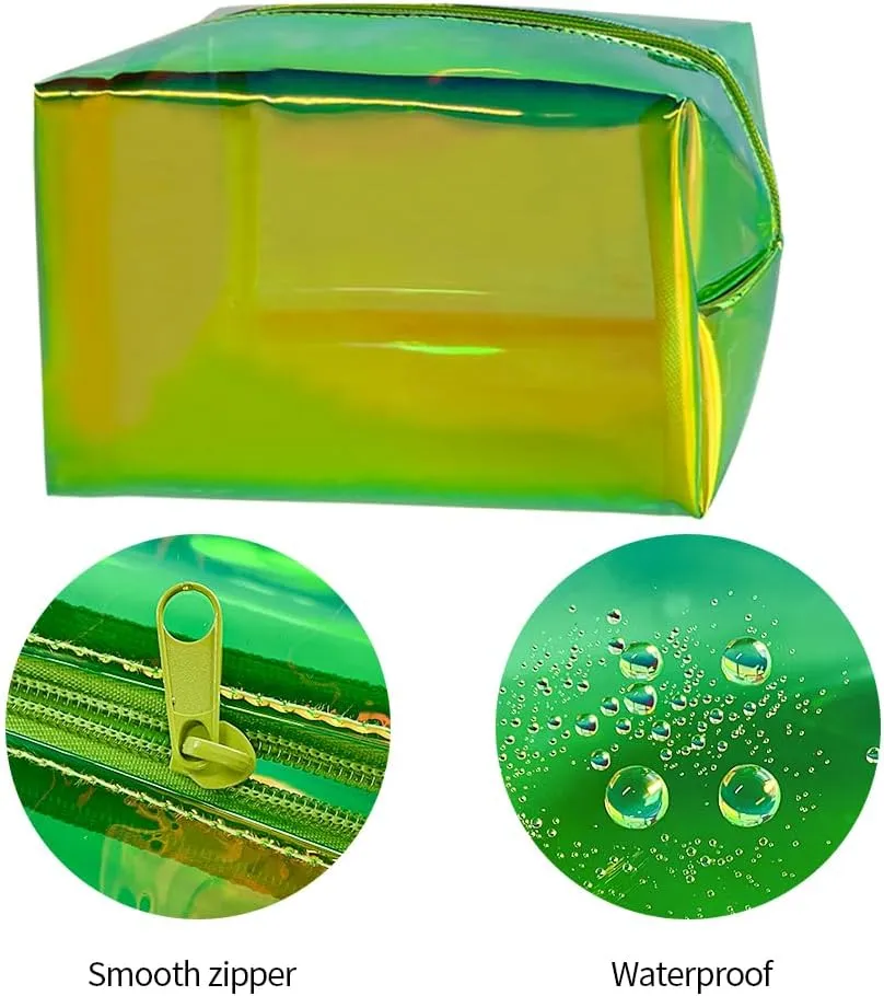 ONEART Holographic Makeup Bag, Iridescent Cosmetic Toiletry Bag,Wash Pouch for Women,Waterproof Portable Case Travel for Makeup Tools Organize