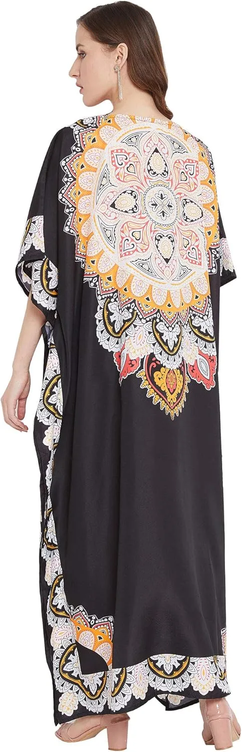Oussum Women Long Maxi Plus Size Polyester Kaftan Caftan Gown Beach Party Casual Dress
