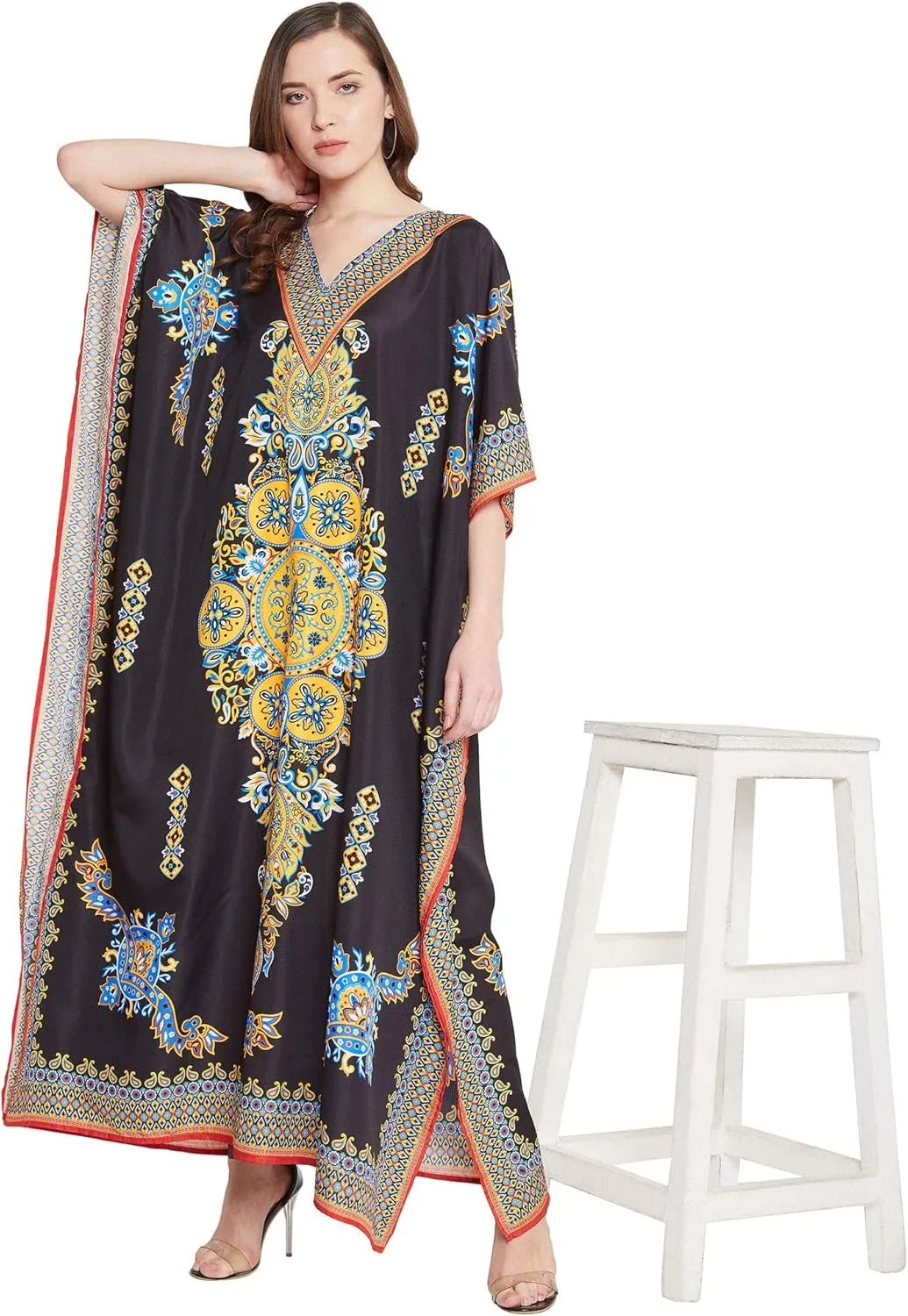 Oussum Women Long Maxi Plus Size Polyester Kaftan Caftan Gown Beach Party Casual Dress