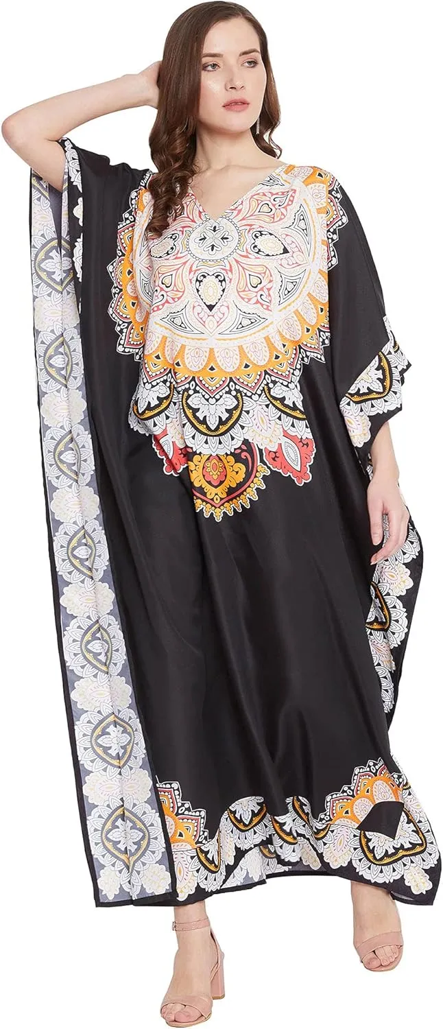 Oussum Women Long Maxi Plus Size Polyester Kaftan Caftan Gown Beach Party Casual Dress
