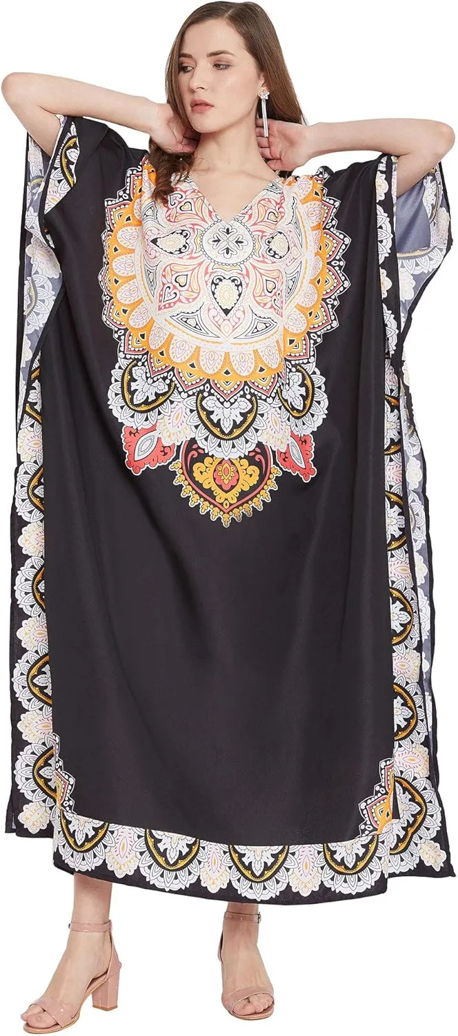 Oussum Women Long Maxi Plus Size Polyester Kaftan Caftan Gown Beach Party Casual Dress