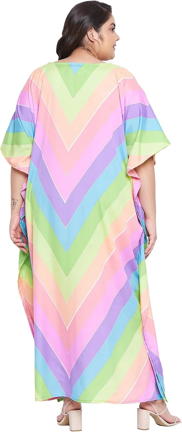 Oussum Women Long Maxi Plus Size Polyester Kaftan Caftan Gown Beach Party Casual Dress