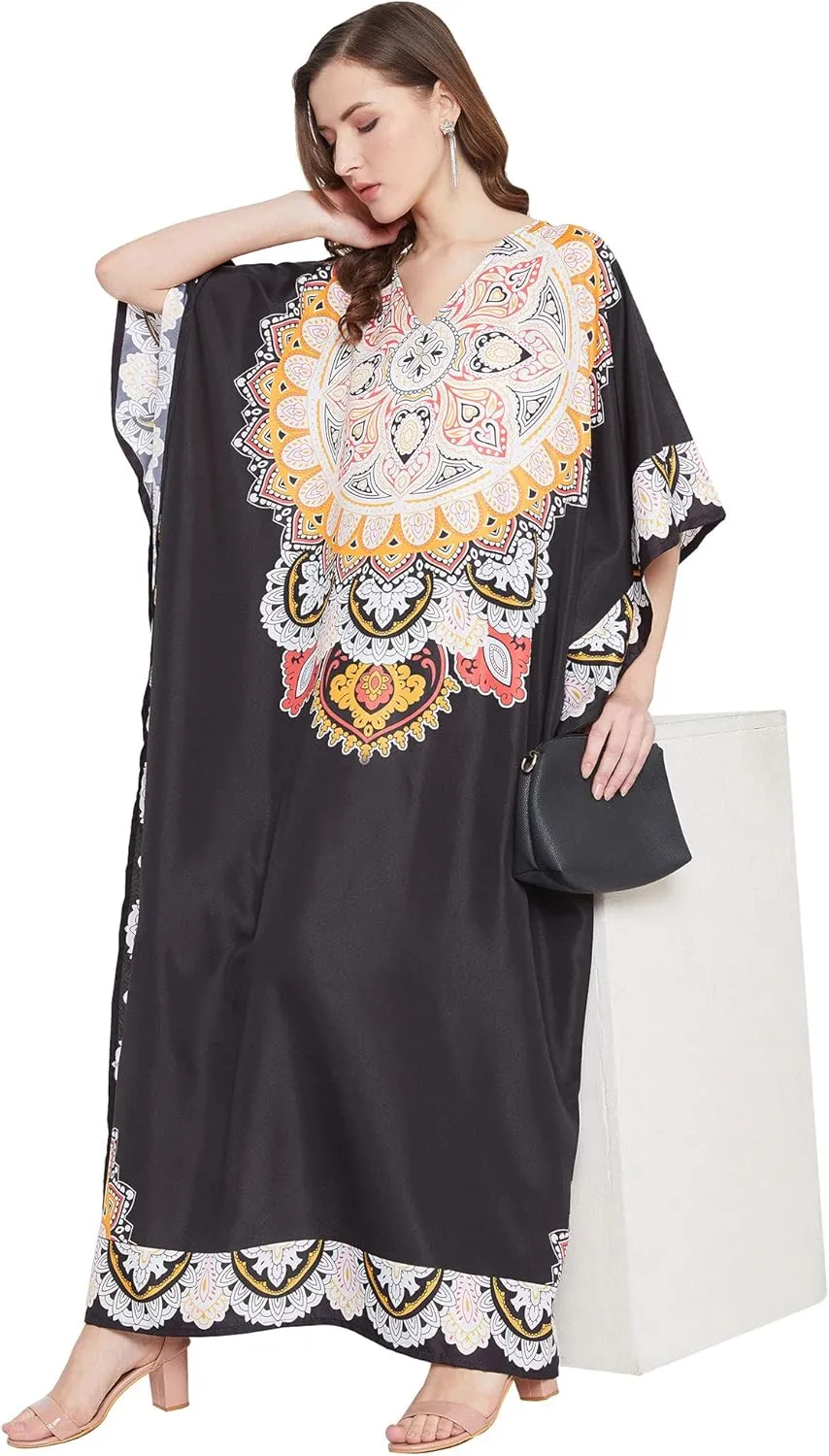 Oussum Women Long Maxi Plus Size Polyester Kaftan Caftan Gown Beach Party Casual Dress