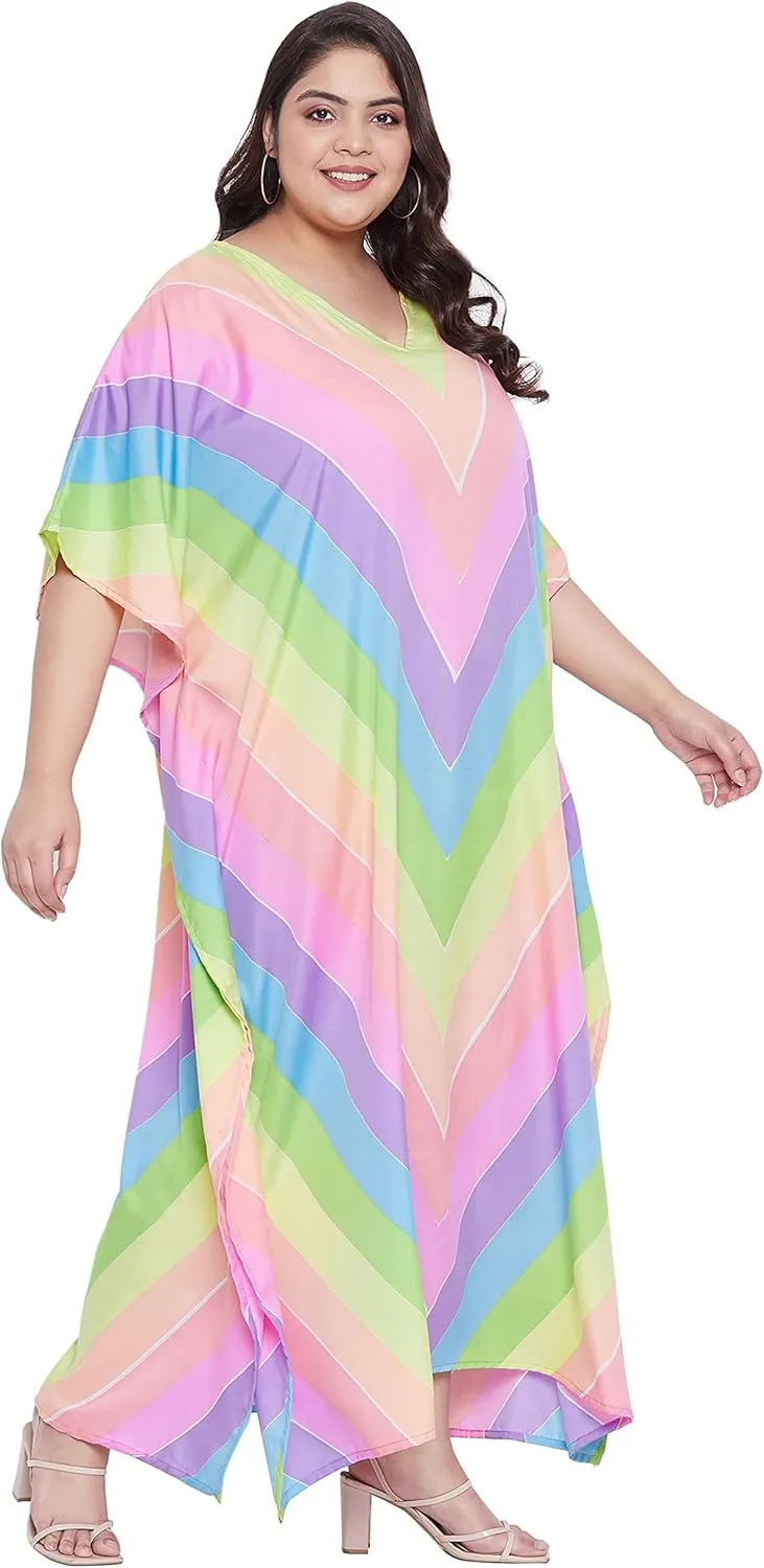 Oussum Women Long Maxi Plus Size Polyester Kaftan Caftan Gown Beach Party Casual Dress