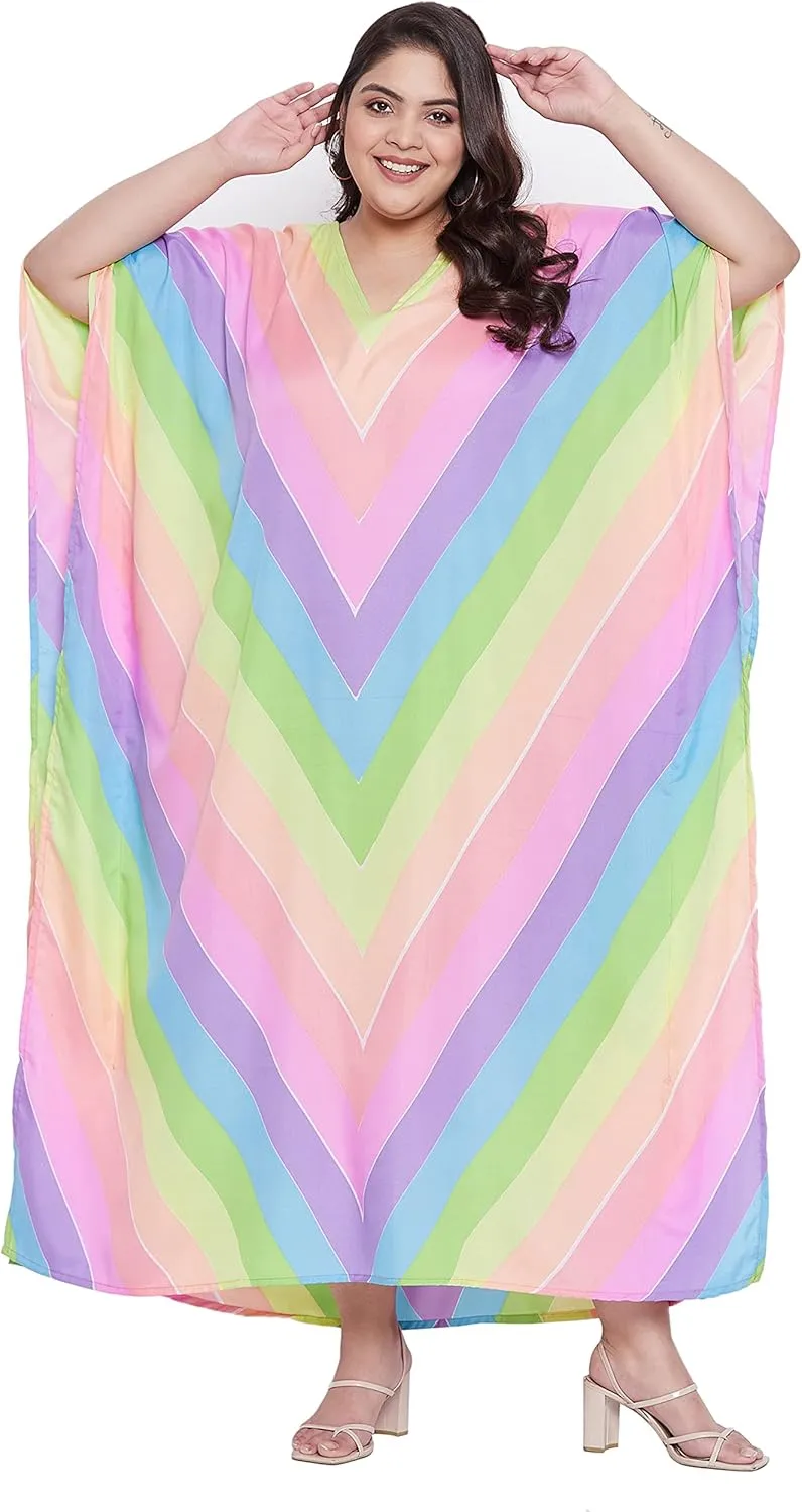 Oussum Women Long Maxi Plus Size Polyester Kaftan Caftan Gown Beach Party Casual Dress