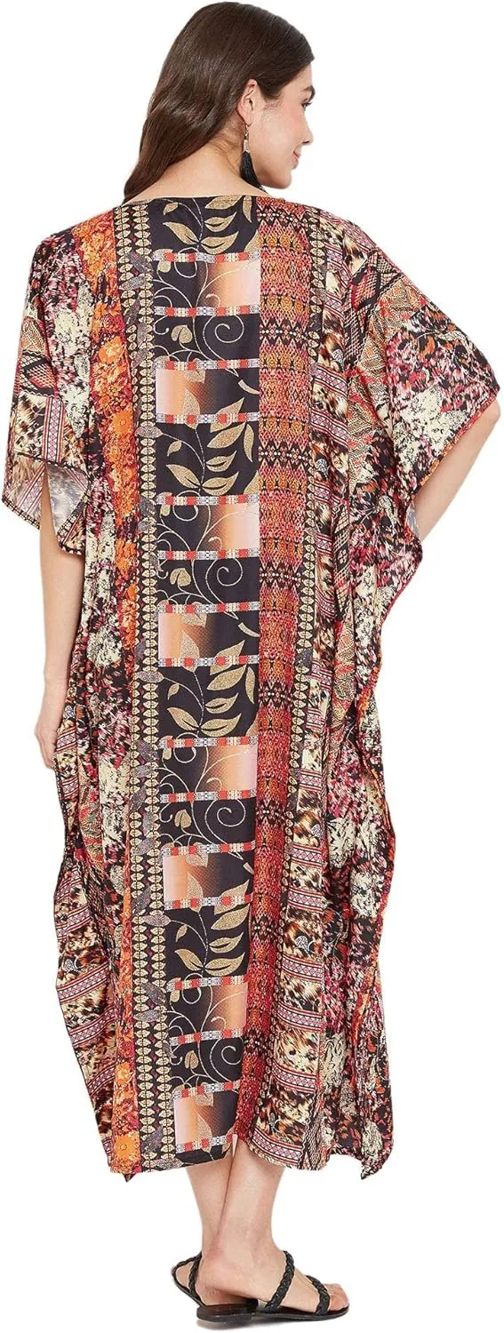 Oussum Women Long Maxi Plus Size Polyester Kaftan Caftan Gown Beach Party Casual Dress