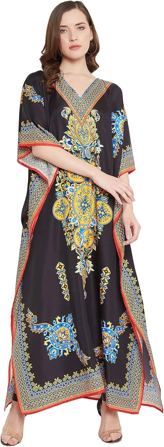 Oussum Women Long Maxi Plus Size Polyester Kaftan Caftan Gown Beach Party Casual Dress