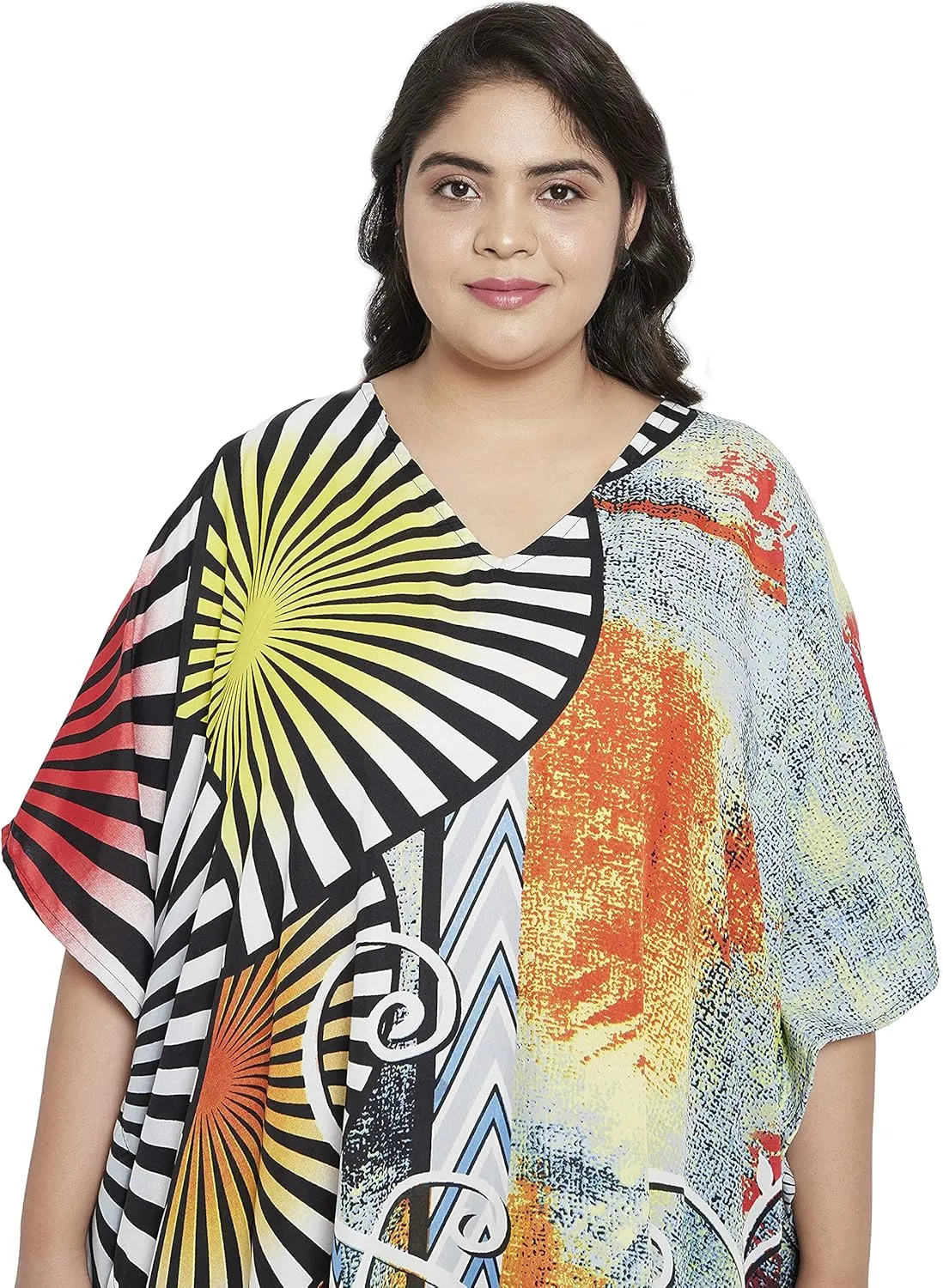 Oussum Women Long Maxi Plus Size Polyester Kaftan Caftan Gown Beach Party Casual Dress