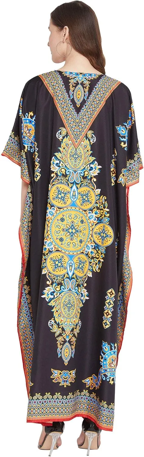 Oussum Women Long Maxi Plus Size Polyester Kaftan Caftan Gown Beach Party Casual Dress