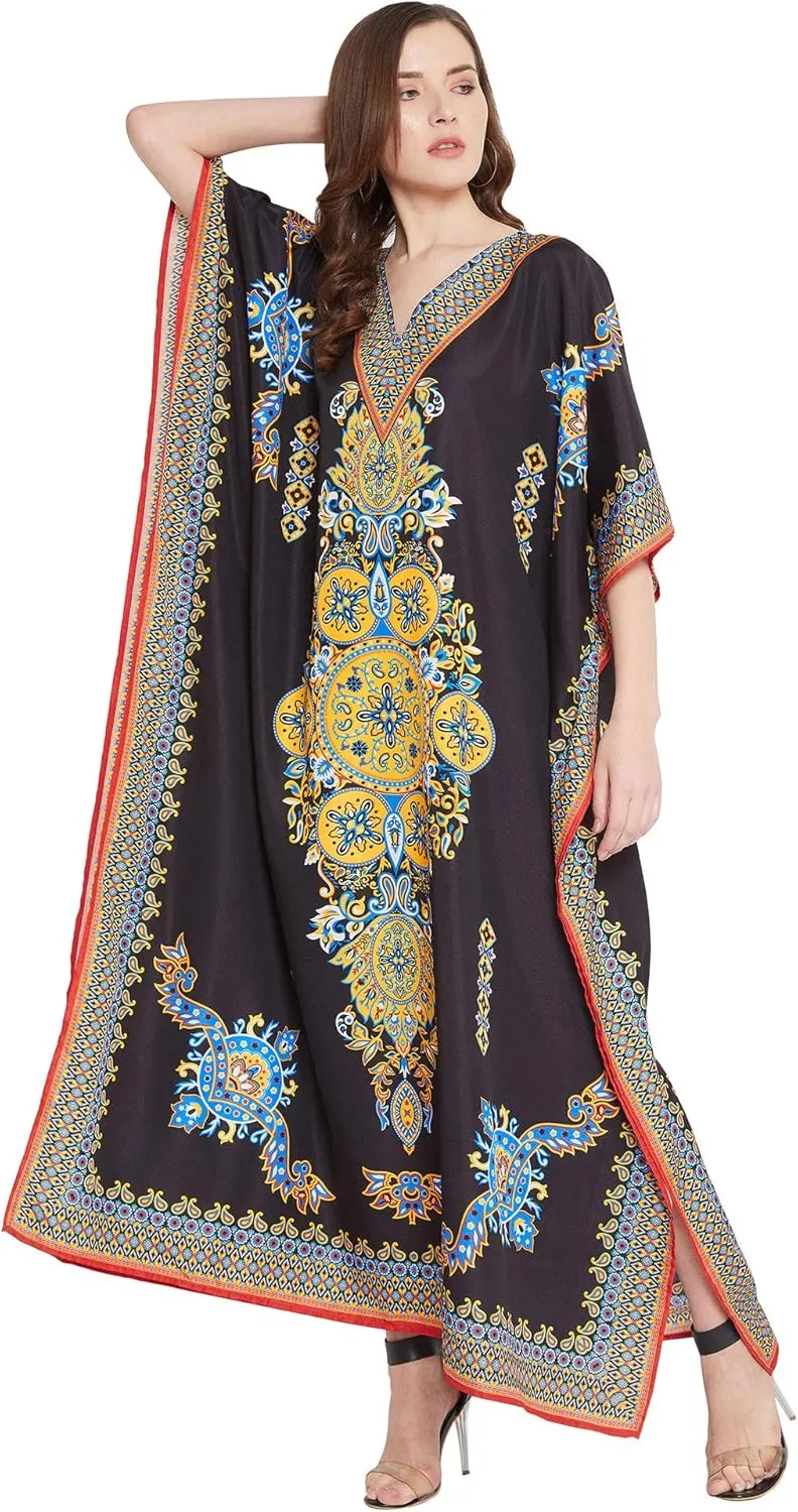 Oussum Women Long Maxi Plus Size Polyester Kaftan Caftan Gown Beach Party Casual Dress