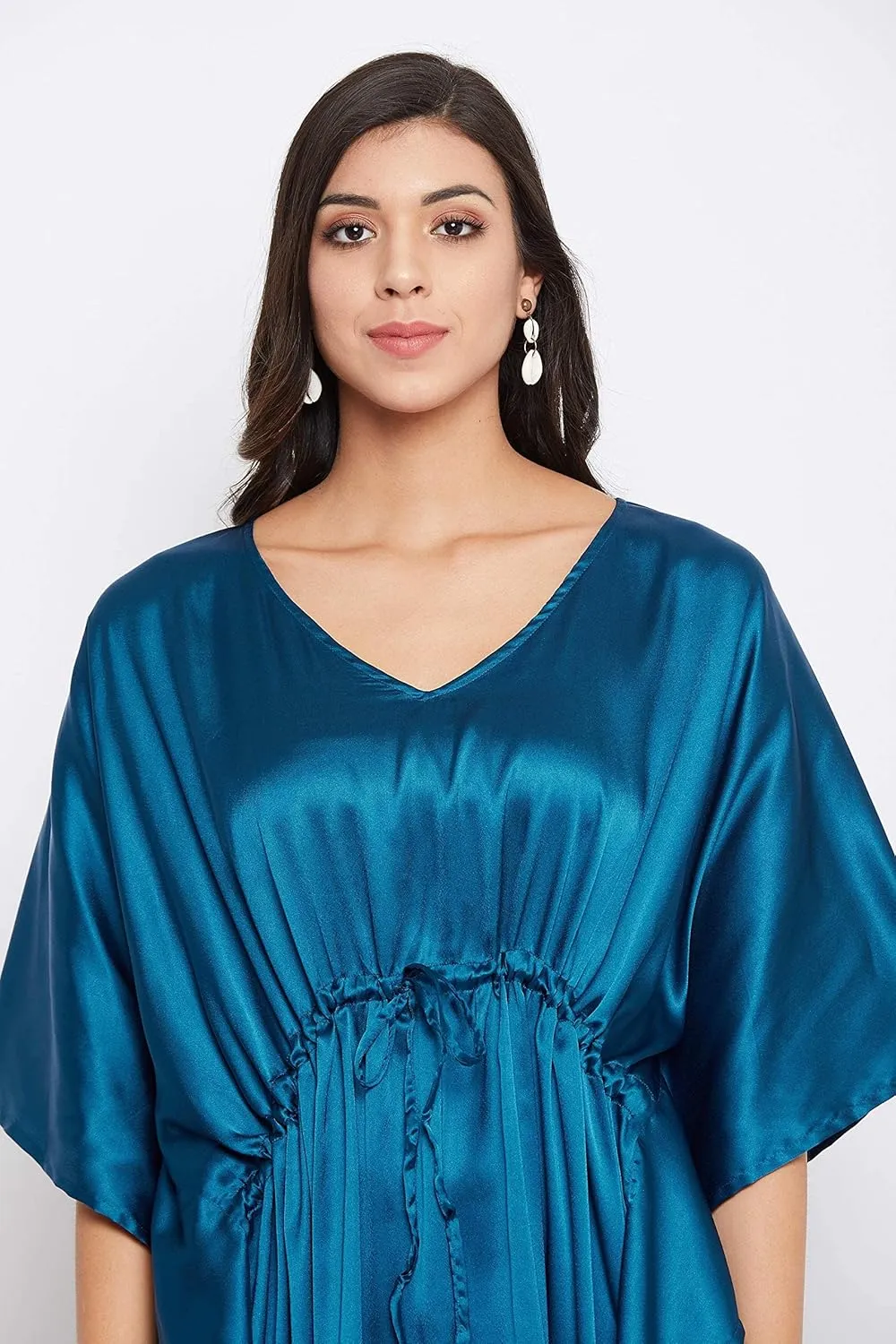 Oussum Women Plus Size Kaftan Satin Maxi Dress Long Caftan Casual Cover Ups Sateen Nightdress Nighty for Summer