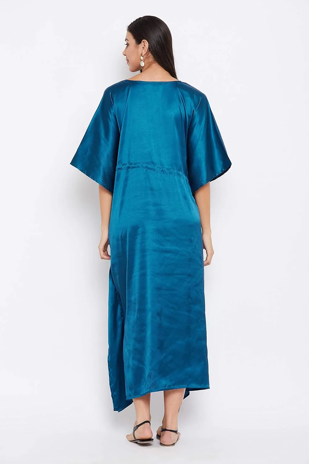 Oussum Women Plus Size Kaftan Satin Maxi Dress Long Caftan Casual Cover Ups Sateen Nightdress Nighty for Summer