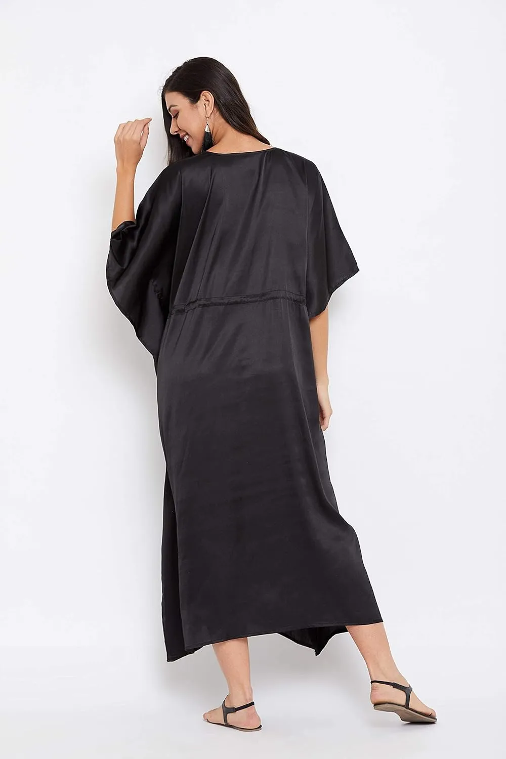 Oussum Women Plus Size Kaftan Satin Maxi Dress Long Caftan Casual Cover Ups Sateen Nightdress Nighty for Summer