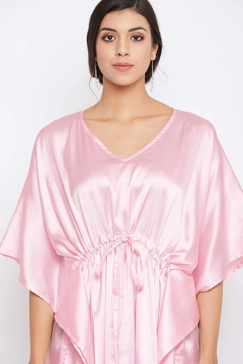 Oussum Women Plus Size Kaftan Satin Maxi Dress Long Caftan Casual Cover Ups Sateen Nightdress Nighty for Summer