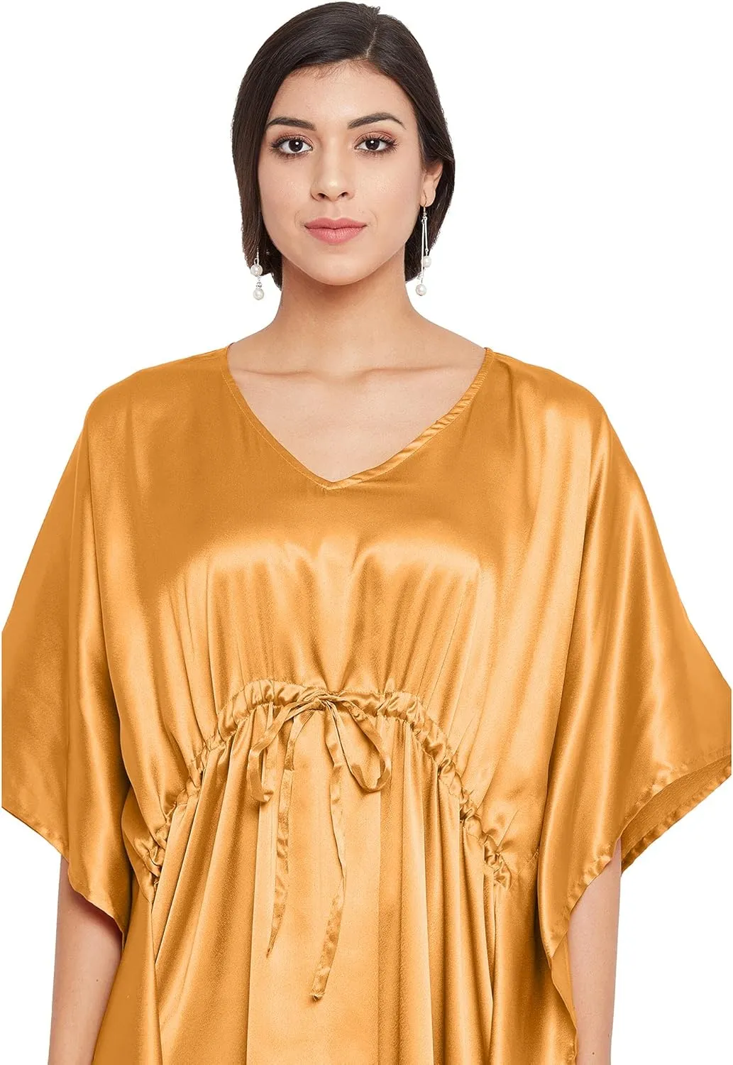 Oussum Women Plus Size Kaftan Satin Maxi Dress Long Caftan Casual Cover Ups Sateen Nightdress Nighty for Summer