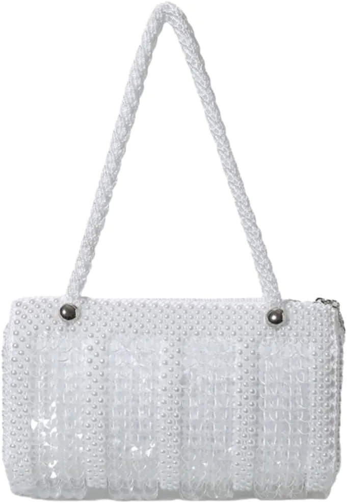 Pearl Purse for Women Beaded Handbag for Wedding Top Handle Evening Clutch