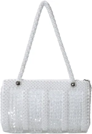 Pearl Purse for Women Beaded Handbag for Wedding Top Handle Evening Clutch