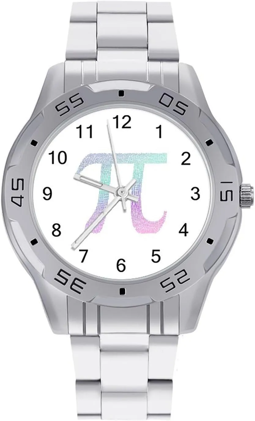 Pi 3.14 Stainless Steel Metal Strap Simple Business Watches for Men Easy Reader Work Casual Watch