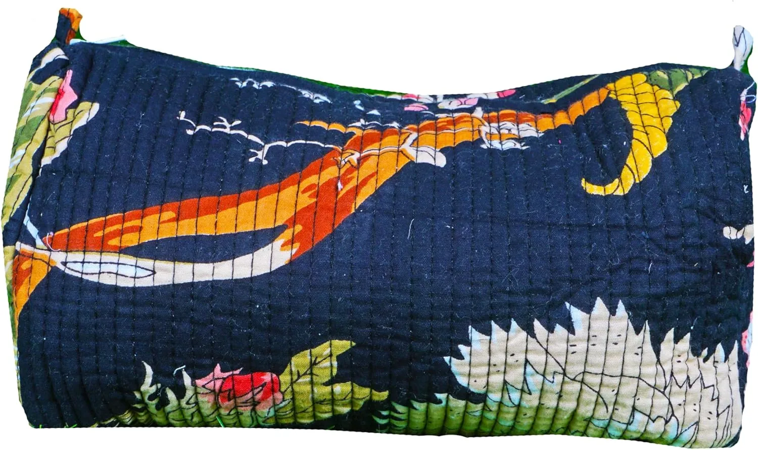 Pieces Indian Handmade Cotton Quilted Handmade Floral Hand Block Print Toiletry Bag,Cosmetic Pouch Bag Makeup Bag For Women (1, Black Printed), 85485
